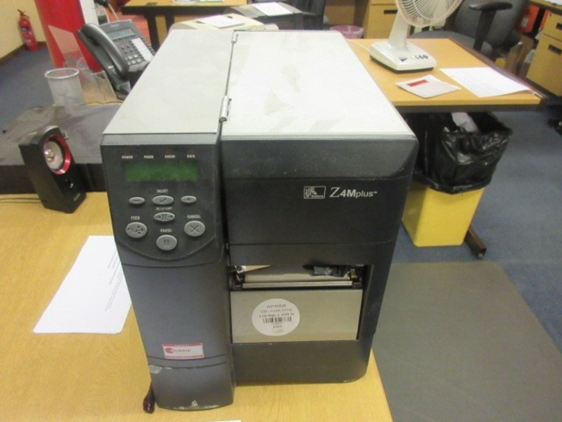 Zebra Z4M Plus thermal label printer.