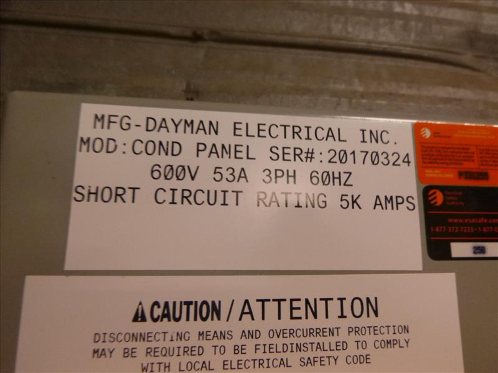Dayman control panel, ser. no. 20170324 (south basement) - Image 2 of 2