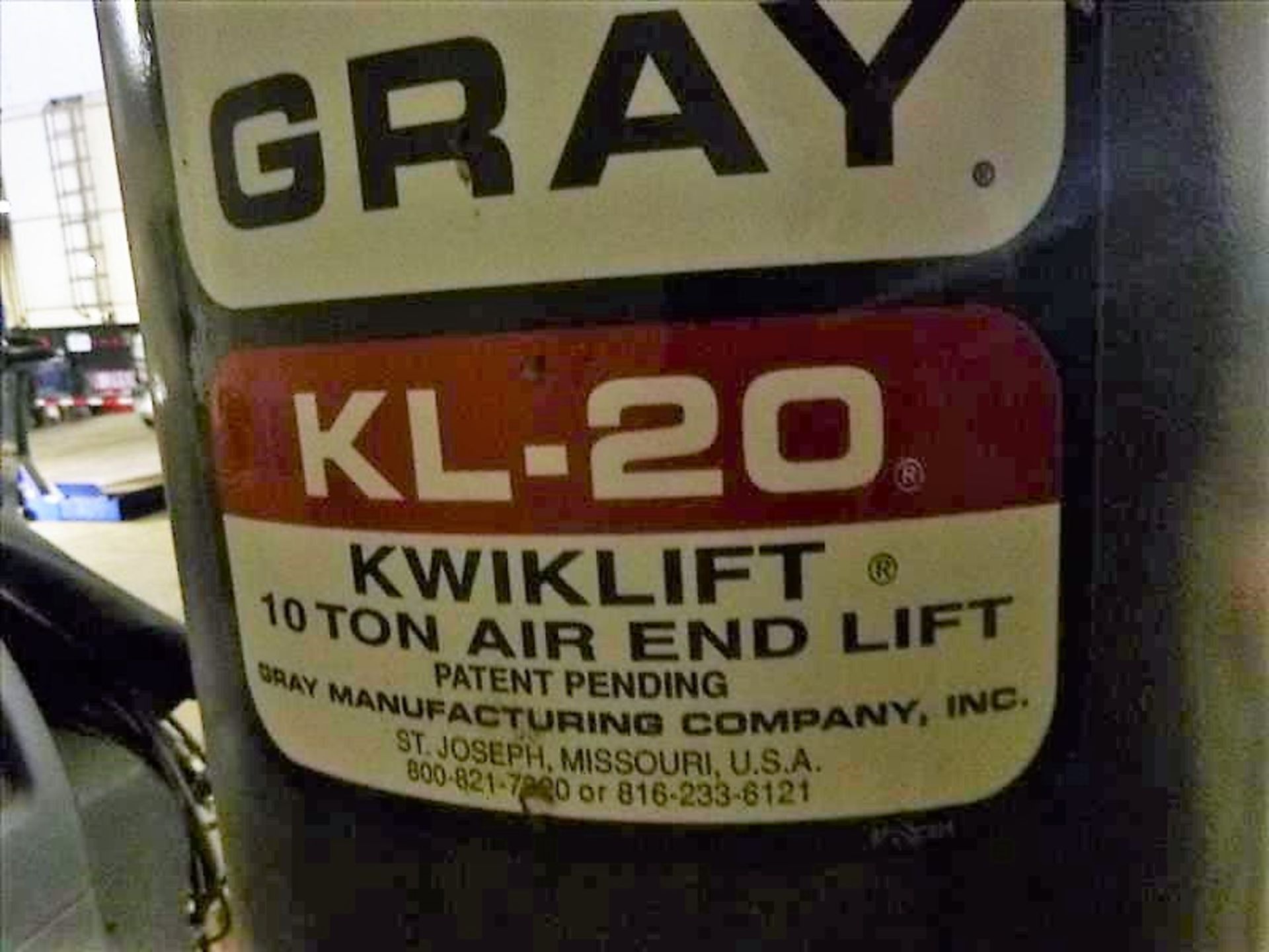 Gray air end lift, mod. KL-20 KwikLift, 10-ton (mechanic shop) - Image 2 of 2