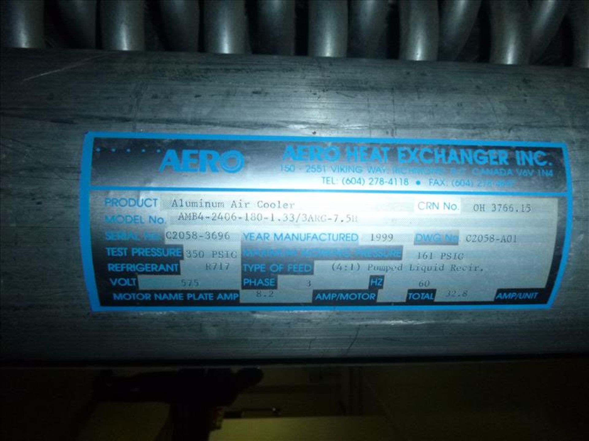 (4) Aero heat exchangers, mod. AMB4-2406-180-1.33/3ARG-7.5R, ser.no. C2058-3696 (1999) (not in - Image 2 of 2