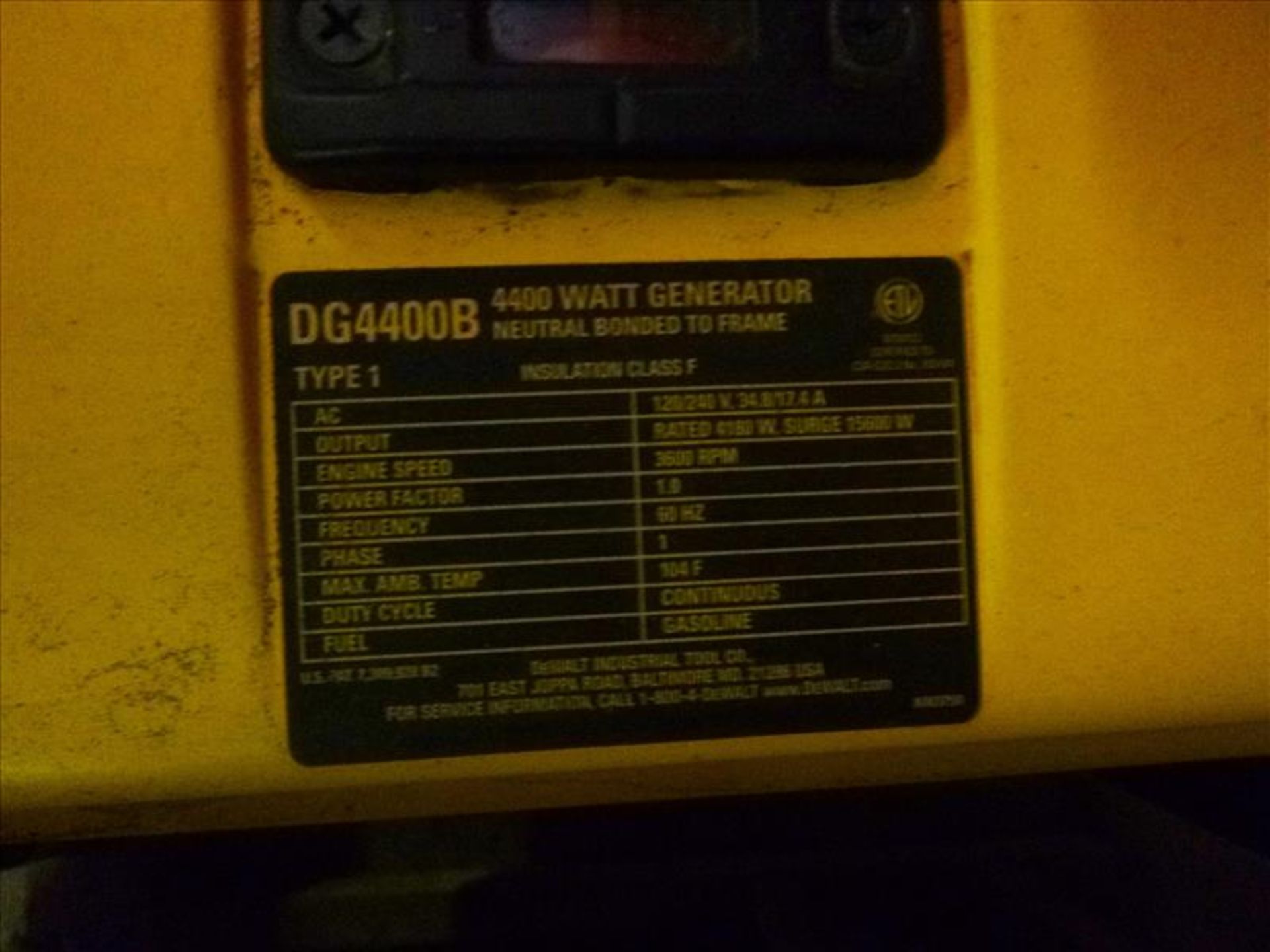 DeWalt genset, mod. DG4400B, 4400 watt, 270cc, gas (recycling center) - Image 2 of 2