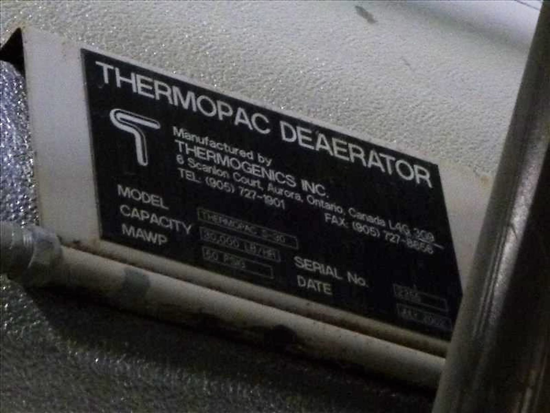 Thermopac de-aerator (steam diffuser missing) w/ (2) 15 hp & (1) 7.5 hp feedwater pumps c/w - Image 4 of 9