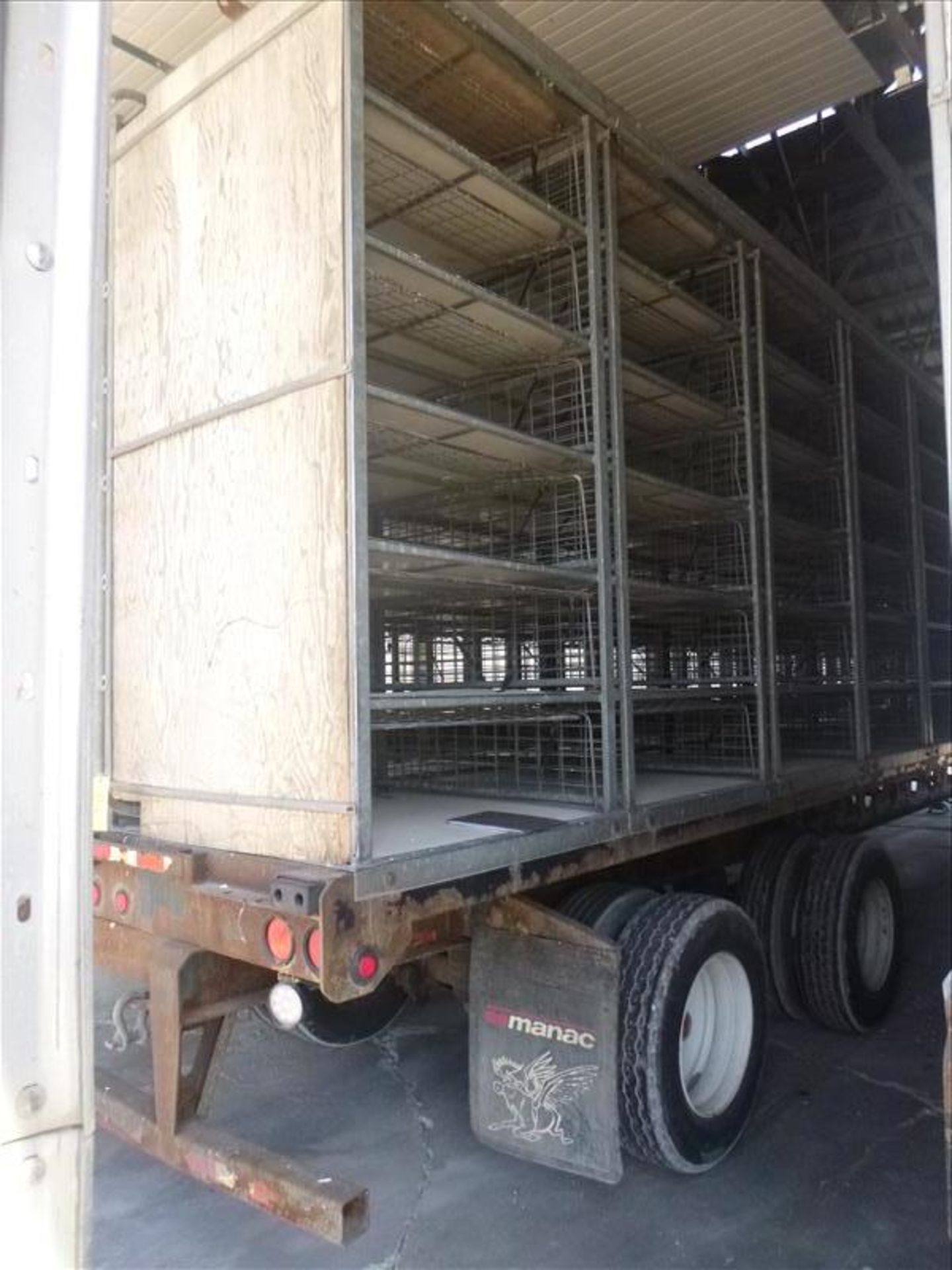 Manac 53 ft tandem axle flat-bed trailer c/w turkey cages, & side curtains (Unit #67), cert. 08/17 - Image 2 of 4