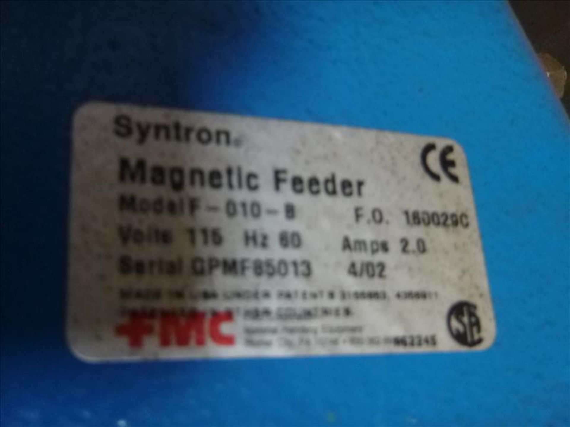 (4) FMC Syntron magnetic vibratory pan feeders, mod. F-010-B [SP] - Image 2 of 2