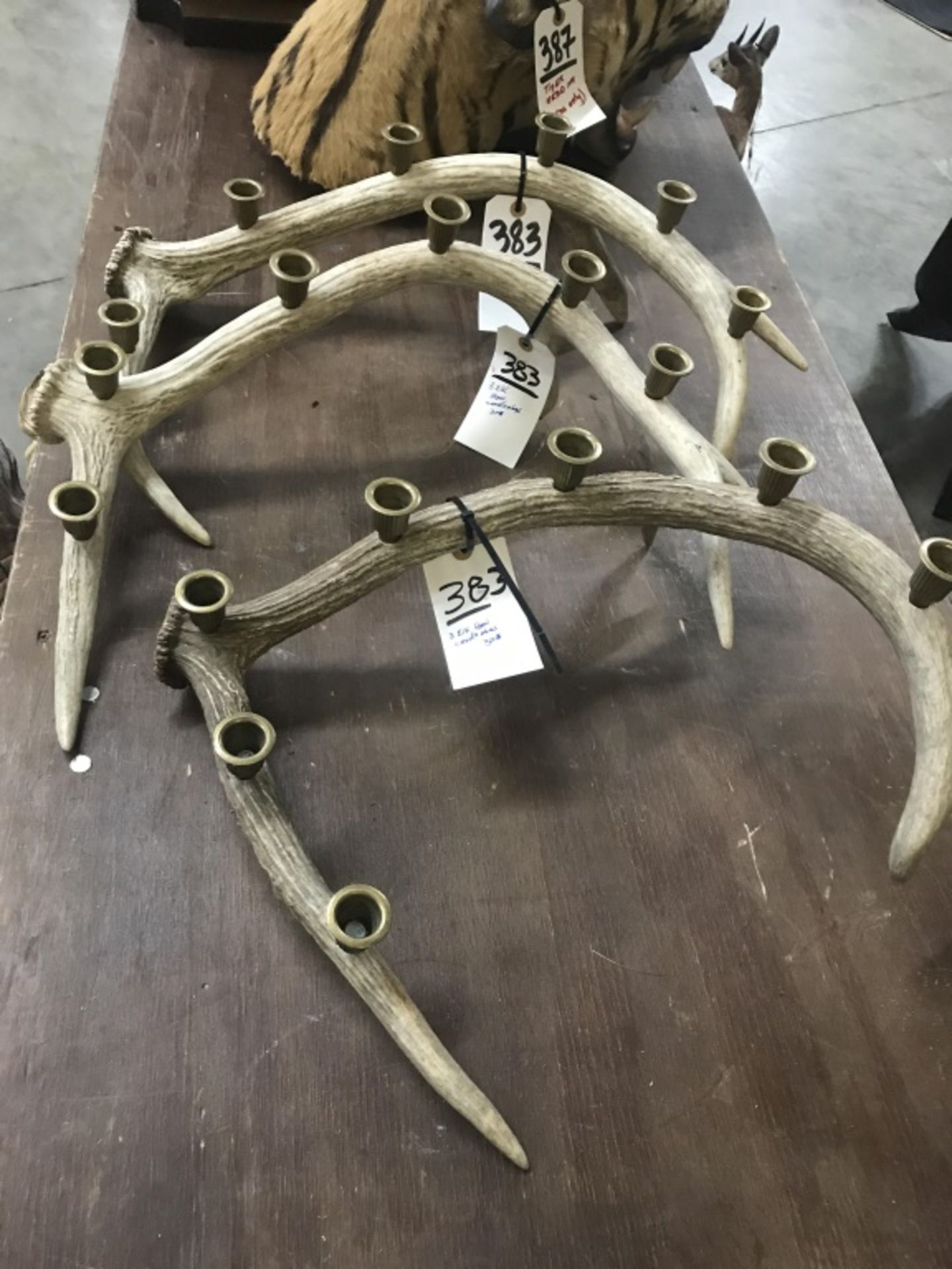 3 Candle Brass Elk Horns - Image 2 of 10
