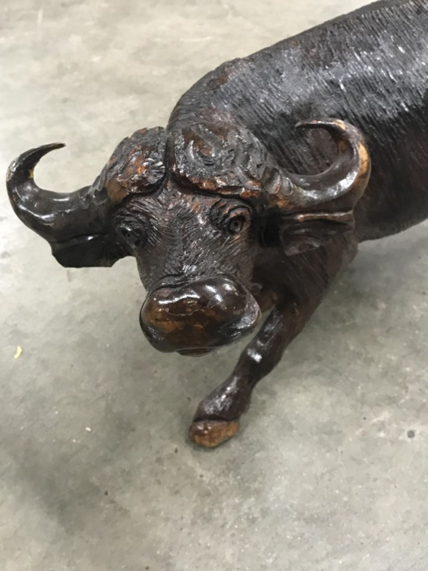 Iron Wood Carved Cape Buffalo - Image 7 of 13