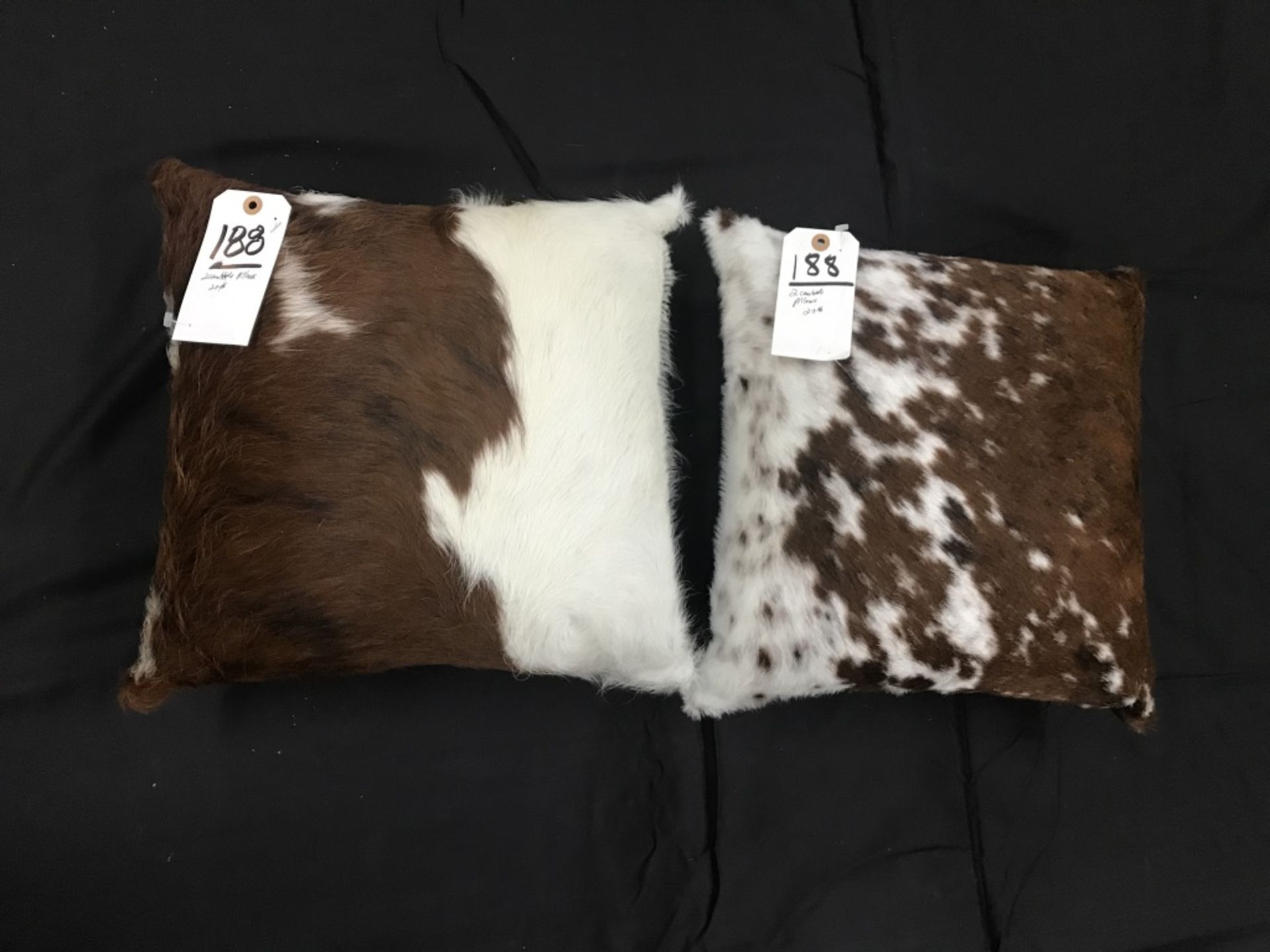 2 Brown/White Cowhide Pillows