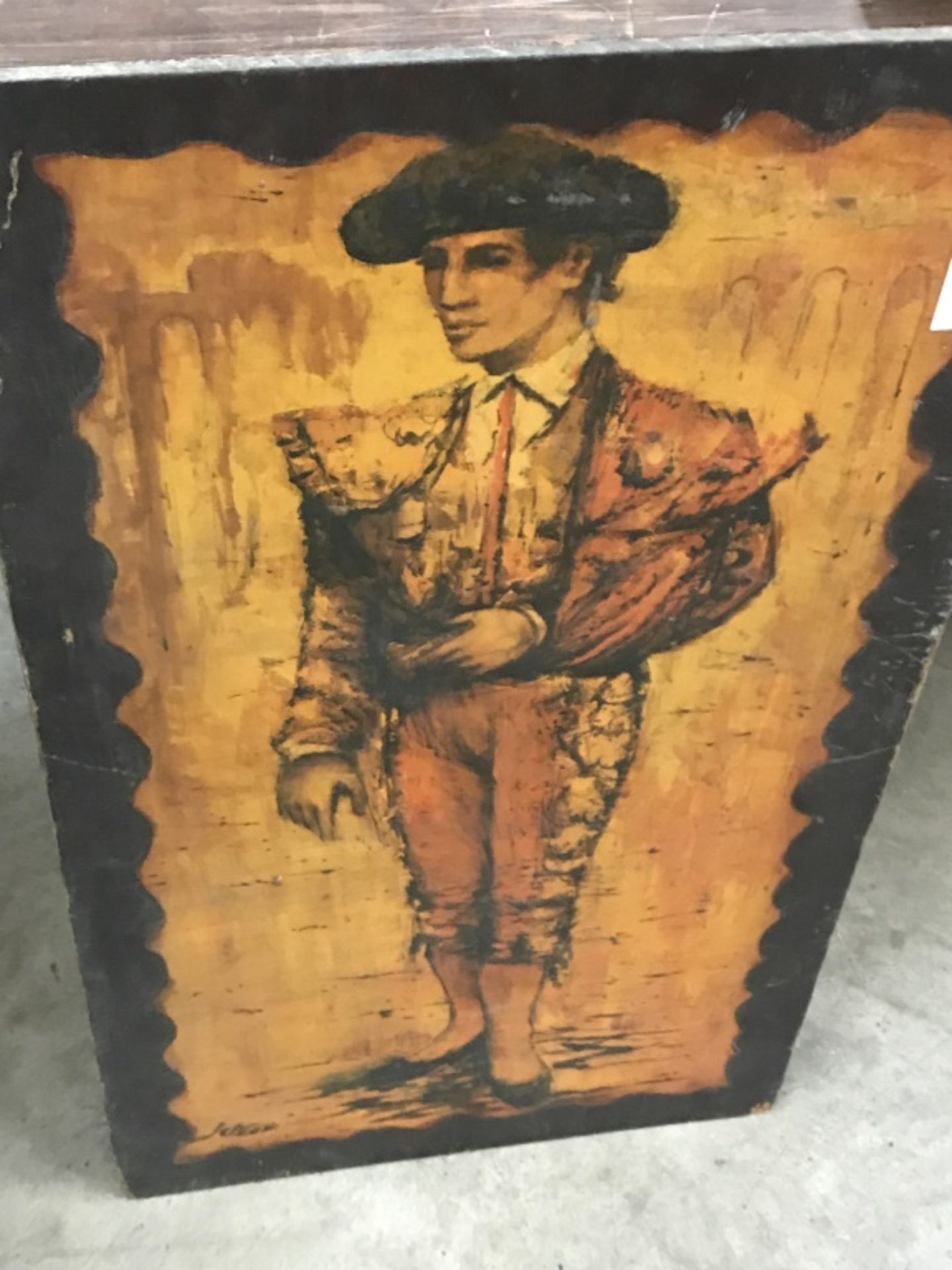 Very Old Matador Picture on Wood - Image 6 of 10