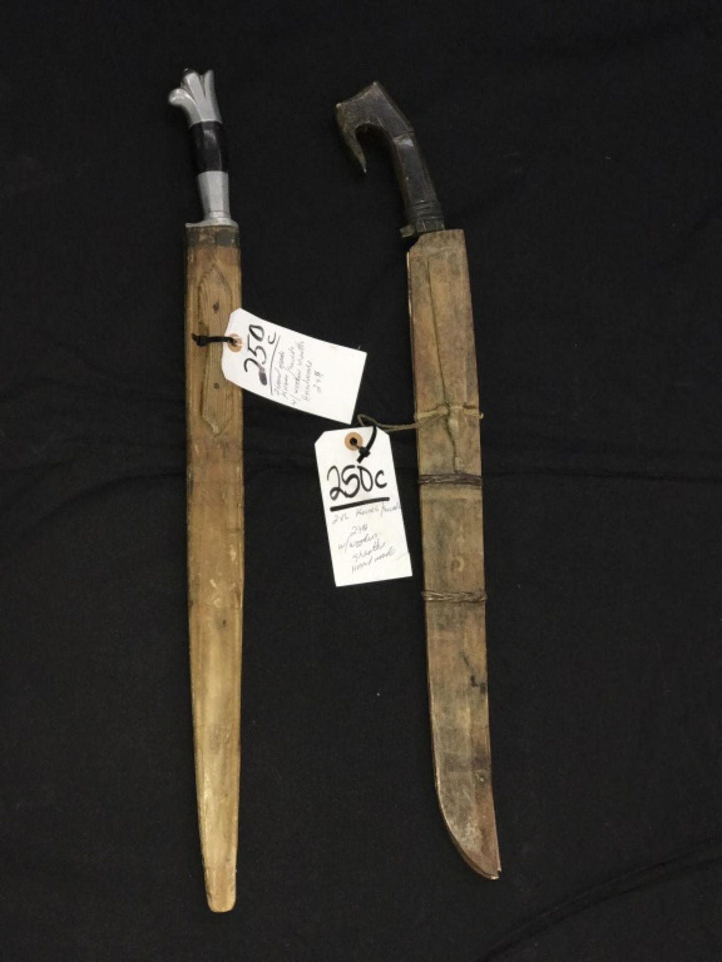 2 Handmade X Large Knifes/Swords with Wood Sheaths - Image 4 of 10