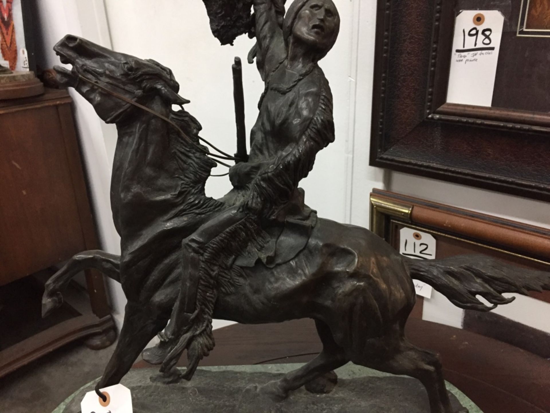 Bronze Remington on Marble Base - Image 5 of 16