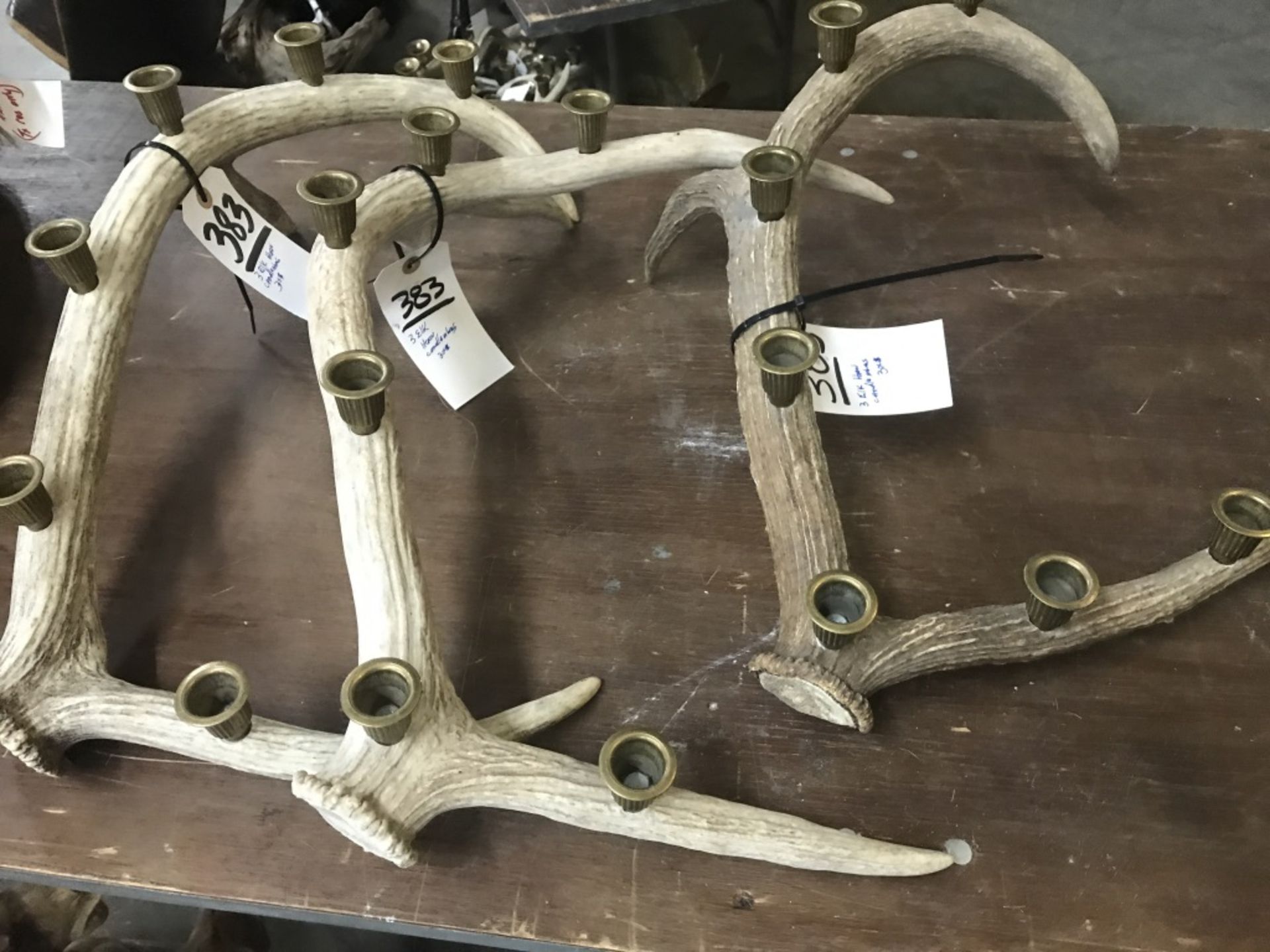 3 Candle Brass Elk Horns - Image 5 of 10