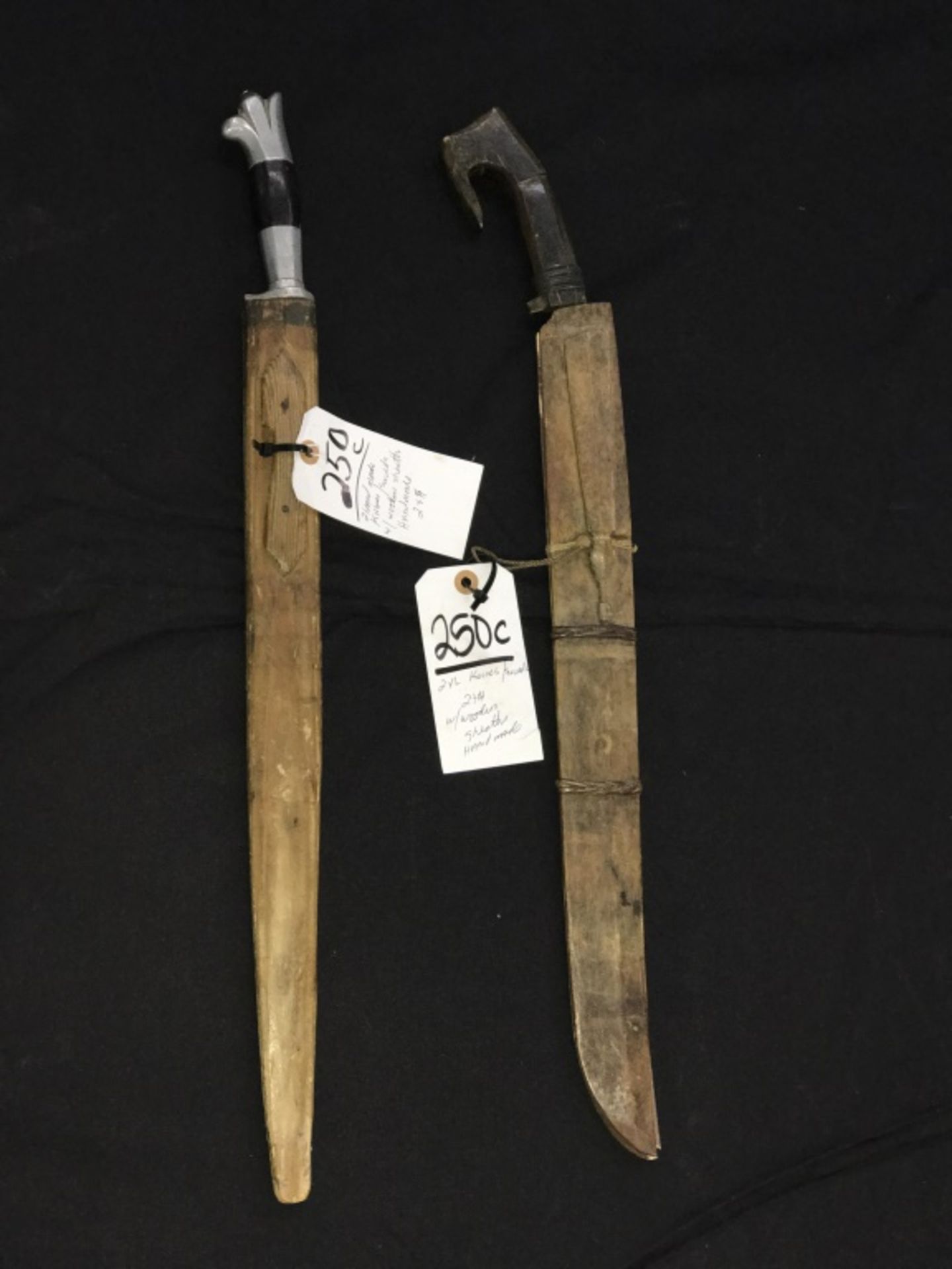 2 Handmade X Large Knifes/Swords with Wood Sheaths - Image 3 of 10