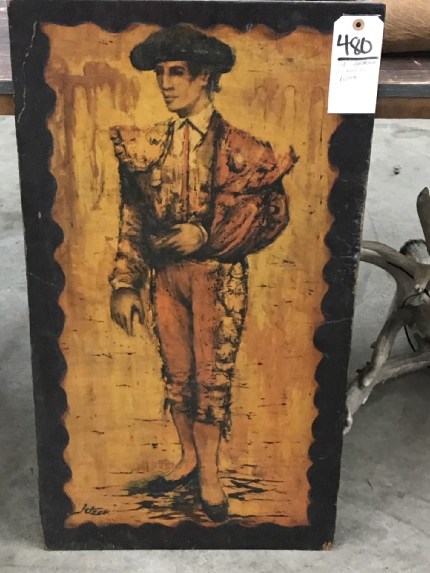 Very Old Matador Picture on Wood - Image 2 of 10