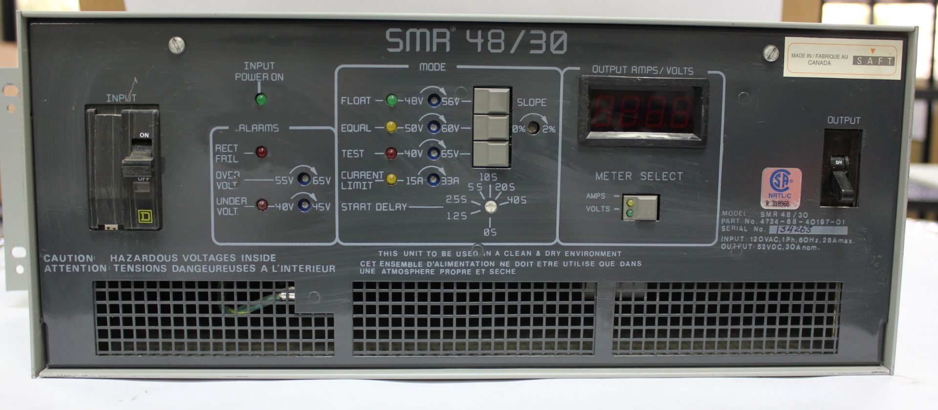 SAFT POWER SUPPLY RECTIFIER SMR 48/30