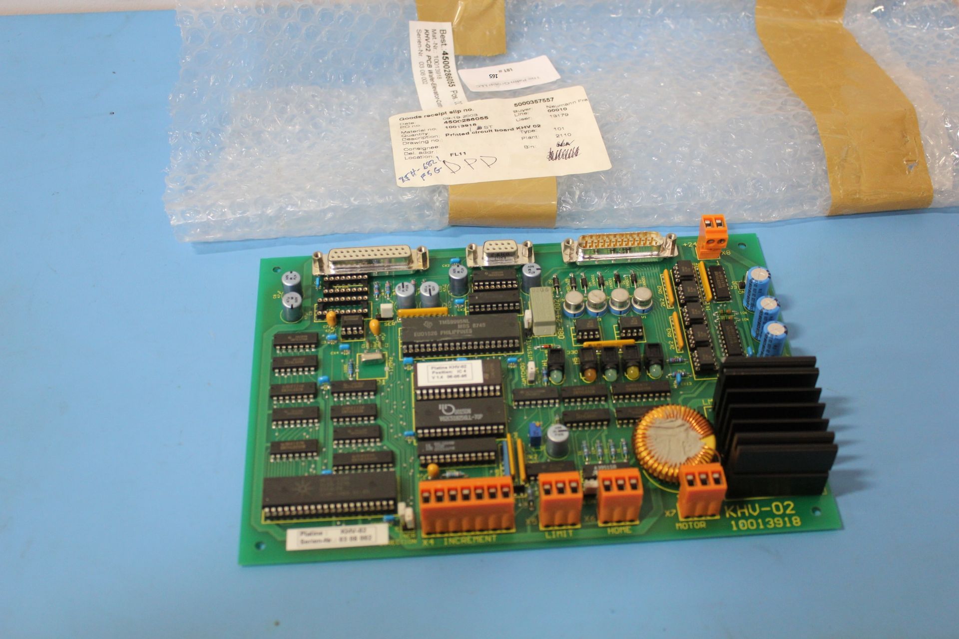 UNUSED LEYBOLD CORONA SPUTTERING SYSTEM ELEVATOR PC BOARD PN: KHV-02