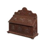 A late 19th century North European chip-carved beech stationery box