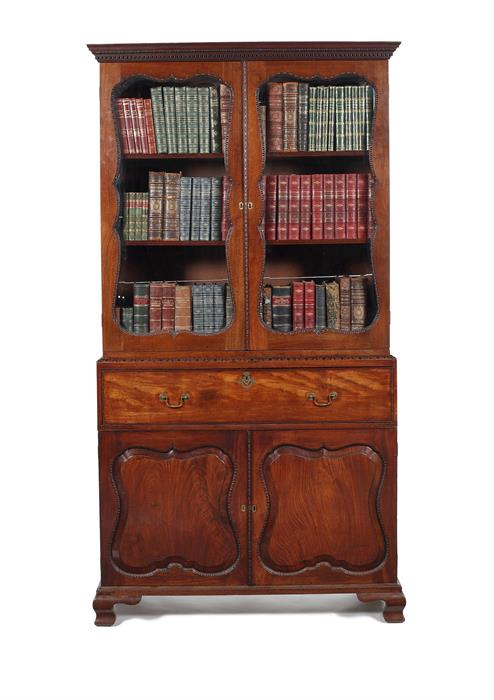 An early George III mahogany secretaire bookcase