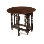 A small William and Mary oak gate-leg table