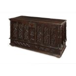 A large French Gothic oak chest, early 16th century