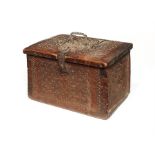 A small North European chip-carved pine and poplar box, mid 18th century