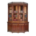 A large Victorian oak carved Gothic Revival library bookcase