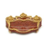 A Louis XV tulipwood parquetry and gilt bronze mounted encrier