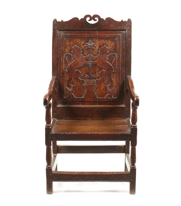 A Queen Anne oak armchair, early 18th century, Welsh
