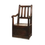 A George III oak box-seat open armchair, late 18th century