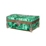 A late 19th century Russian malachite and silver box