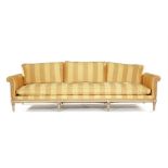A large late 19th French century cream and parcel gilt day bed/ lit de jour