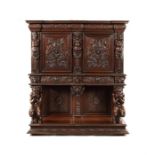 A Renaissance Revival carved walnut dressoir cabinet on stand