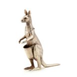 A metalware novelty inkstand modelled as a kangaroo, stamped 'MIKA STERLING', 20th Century