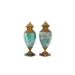A pair of 19th century Fluorspar and gilt bronze mounted cassolettes