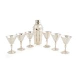 A set of six silver plated cocktail goblets by Mappin & Webb, 20th century