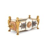 19th century French onyx, gilt bronze and champlevé enamel jardinière attributed to Cornu