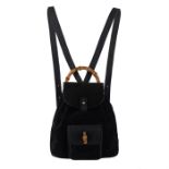 Gucci Mini Black Suede Bamboo Backpack