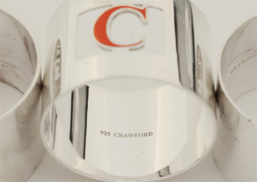 A set of eight metalware napkin rings, stamped '925 CRAWFORD', probably American, 20thc. - Image 3 of 3