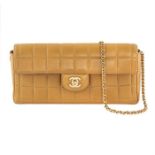 Chanel Beige Quilted East West Flap Bag