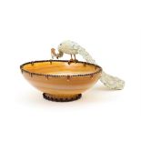 A late 19th century Viennese gold mounted, diamond set oval agate bowl