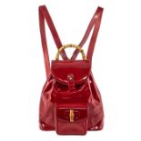 Gucci Mini Red Patent Bamboo Backpack