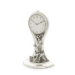An unusual Arts & Crafts silver clock by W. H. Haseler, Birmingham, 1913