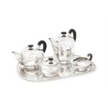 A German silver Art Deco four-piece tea and coffee set