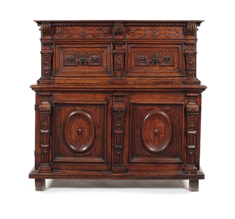 An unusual Charles II architectural oak enclosed chest