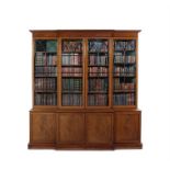 A George III mahogany breakfront library bookcase