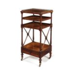 A small Regency rosewood four-tier whatnot