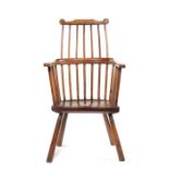 A George III ash stick-back Windsor armchair, probably Welsh