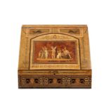 A late 19th century Italian Sorrento ware inlaid stationery box