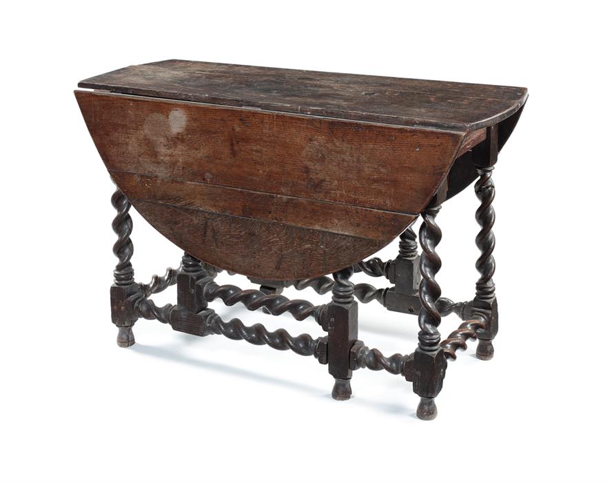 A small William and Mary oak gate-leg table