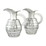 A pair of Italian silver novelty water jugs, .800 standard, 20th century