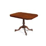 A small Regency fiddleback mahogany breakfast table